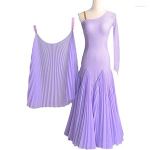 Vêtements de scène violet robe de bal femmes élégant valse danse Performance Costume longues robes de Tango tenue de danse moderne JL4241