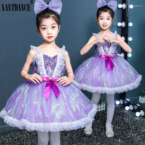 Stage Wear Purple Professional Ballet Tutu Adultes Enfant Robe à fleurs pour filles Enfants Justaucorps Ballerine Femmes Danse