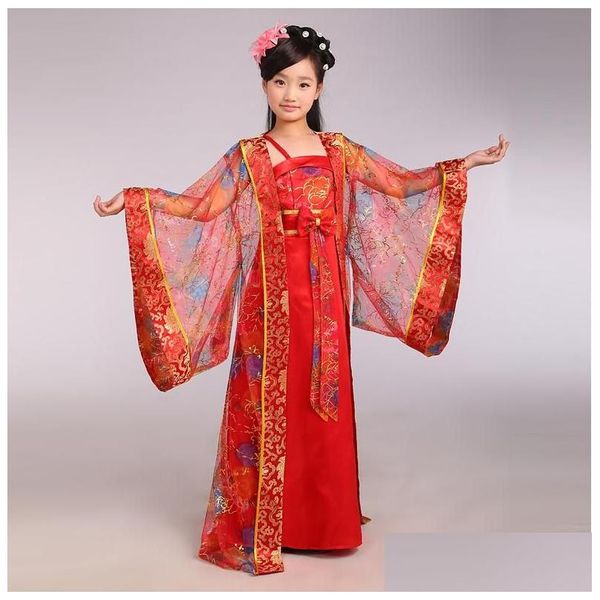 Wear de scène Q228 Enfants chinois costume traditionnel fille princesse royale Dance robe ancienne dynastie Tang Kids Hanfu National 8 Drop D Dhud9