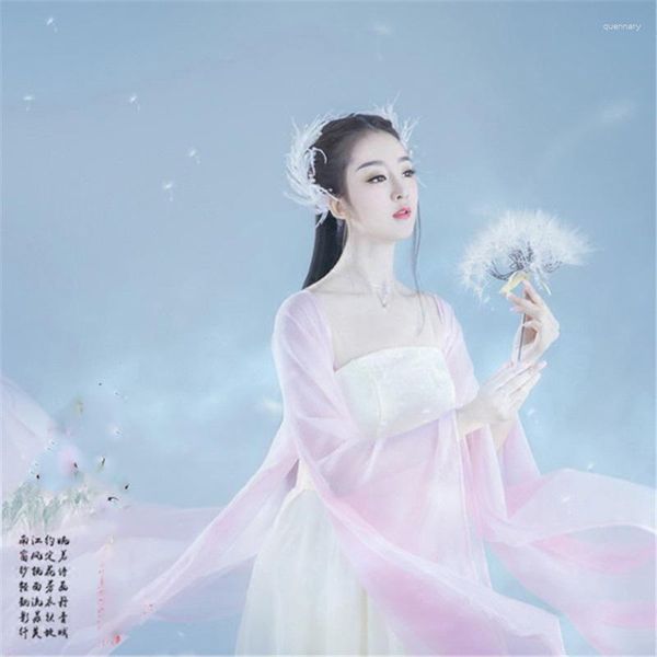 Desgaste de la etapa Qian Meng Mujeres Hanfu Pink White Fairy Costume Po House Thematic Pography Tang Ruqun Performance