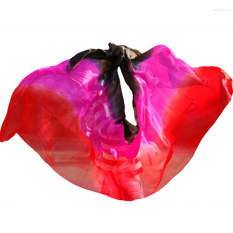 Usar escenario Real Silk Veils Chales Mujeres Disfraces de bufanda Accesorios se pueden personalizar Danza del vientre Velado Cinabado Velo chino teñido
