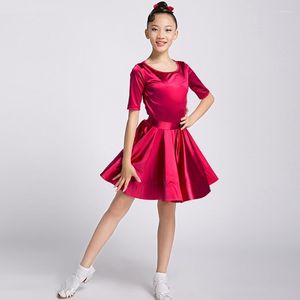 Stage Wear Red Kids Latin -jurken Moderne danskostuums voor competitie Salsa Dress Fringe Rumba Dancewear