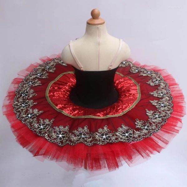 Etapa desgaste rojo profesional ballet tutu vestidos para adultos niño niños cisne lago bailarina salón de baile vestido niña