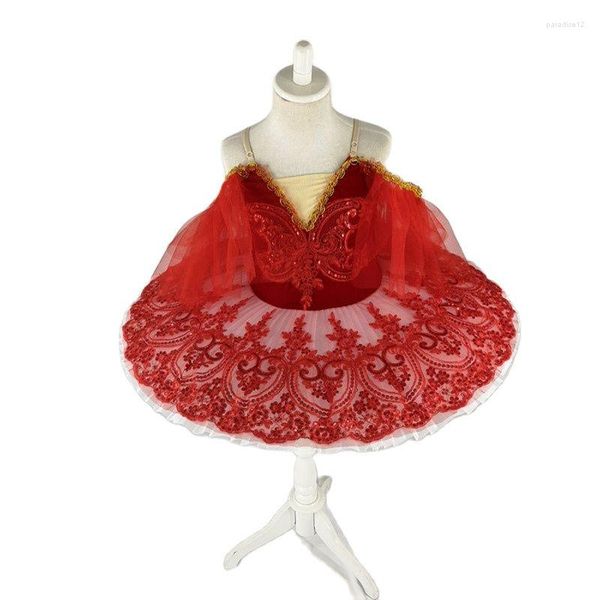 Desgaste de la etapa Tutú de ballet profesional rojo para niña Traje de niño Niñas Adulto Mujeres Bailarina Fiesta Mujer Trajes de baile