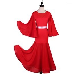 Stage Drag Red Standard Dance Dresses Waltz Dress voor Ballroom Dancing Competition Rumba Modern Costumes