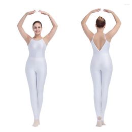 Stage Wear Retail Wholesale Nylon Blanc / Lycra Camisole V Back Dance Gymnastics Unitards Catsuits Pour Dames Et Filles