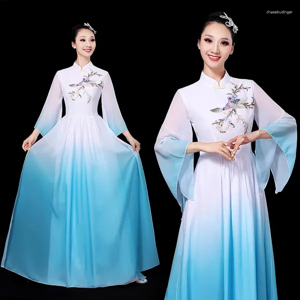 Stage Wear Costumes de danse ethnique rétro adulte élégant classique ventilateur vêtements traditionnel chinois Yangko robe folklorique femmes Yangge