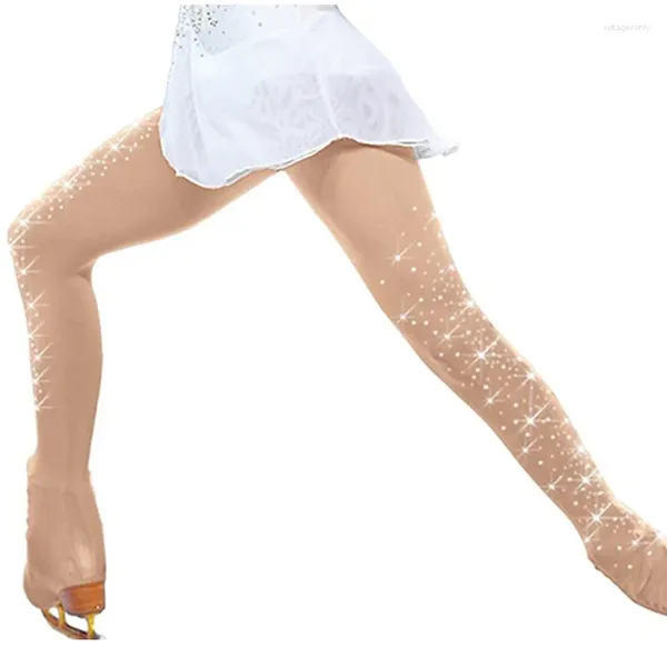 Etapa desgaste Rhinestone Figura Patinaje Pantalones Pantimedias Adultos Niños Gimnasia Leotardo Pantalón de hielo Calcetines Niñas Medias Fitness Leggings