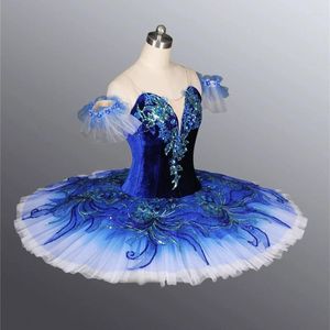 Desgaste de la etapa Royal Blue Bird Grad Professional Ballet Tutu Competiton Falda Mujeres Pink Classic Costume Dress para niñas