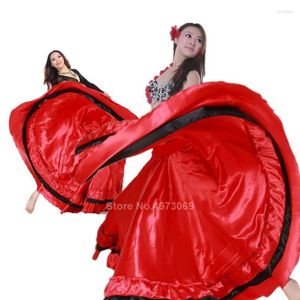 Stage Wear Jupe Flamenco Satin Lisse Plus Taille Traditionnelle Espagnole Festival De Corrida Gitane Femmes Fille Danse Du Ventre.