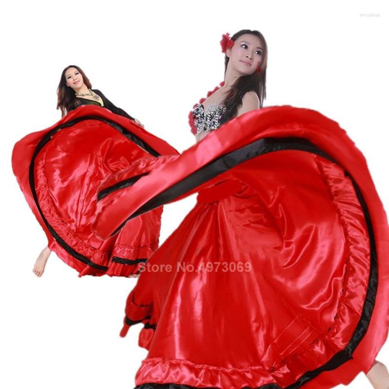 ステージウェアサテンスムーズプラスサイズのフラメンコスカート伝統的なスペインの闘牛祭ジプシー女性ガールベリーダンス。
