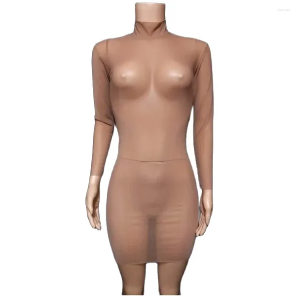 Stage Wear Transparent Bodycon Nude Robe Femmes Sexy Transparent Serré Danse Chanteur Costume Discothèque