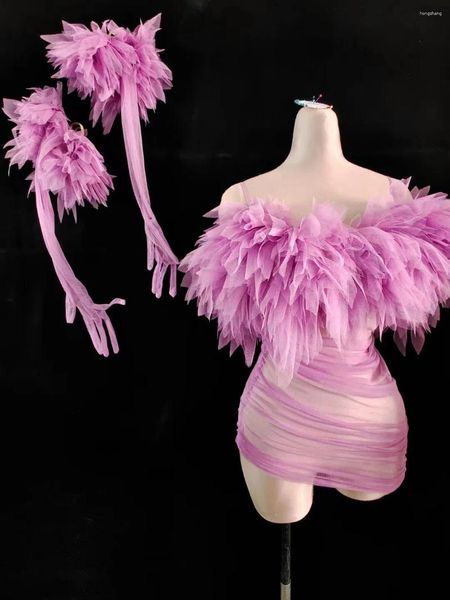 Scénario Voir à travers des femmes robe sexy en dentelle Cloud Design Performance Vegas Girls Girls Contemporary Dance Jazz Cha Latin