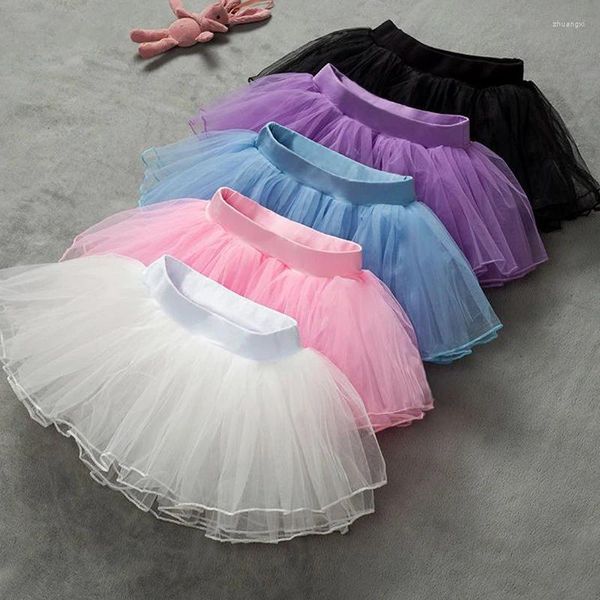 Etapa desgaste venta niñas tutu rosa niños esponjoso 4 capas hilo suave falda de tul blanco estiramiento ballet leotardo estilo 2024