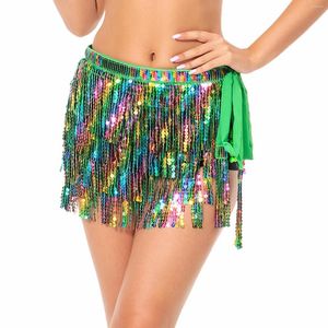 Stage Wear Patreny Rok Rave Wrap Dance Kostuum Tassel Belly Short Hip Scarf Fringe voor Cha Party Ballroom