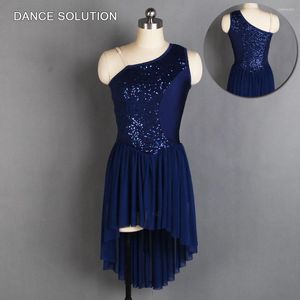 Stage Wear Sequin Spandex -turnpakje met mesh rokjurk voor volwassen meisjes ballet dansen lyrisch en eigentijds danskostuum 20223