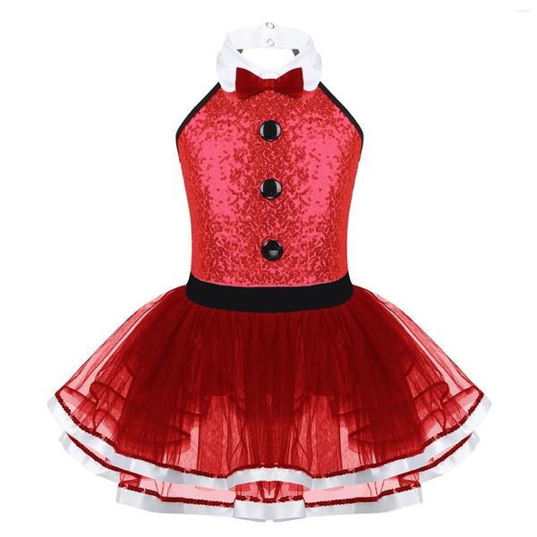 Etapa desgaste lentejuelas niñas ballet tutú vestido niños navidad año de navidad cosplay ropa de baile para moderno latino jazz baile rendimiento traje