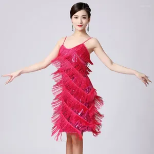 Vêtements de scène Sexy pour adultes, tenue de danse latine, associée à des spectacles et des compétitions de pompons, robes à bretelles de fête, Tango