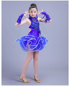 Stage Wear Sexy Child Latin Dance Costume for Competition Tassels Girl Modern Ballroom Dress Professional Tango Waltz Dancewear