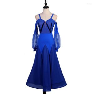 Stage Wear Sexy Aangepaste Ballroom Dance Competition jurken Waltz Dress Standard met Lantern Sleeve Big Heme