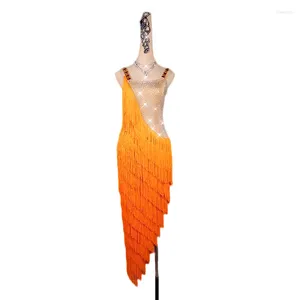 Stage Wear Sexy Fringe Robes de danse latine Femmes de haute qualité personnalisée Rumba Samba Jupe de danse Lady Tassel Costume de compétition