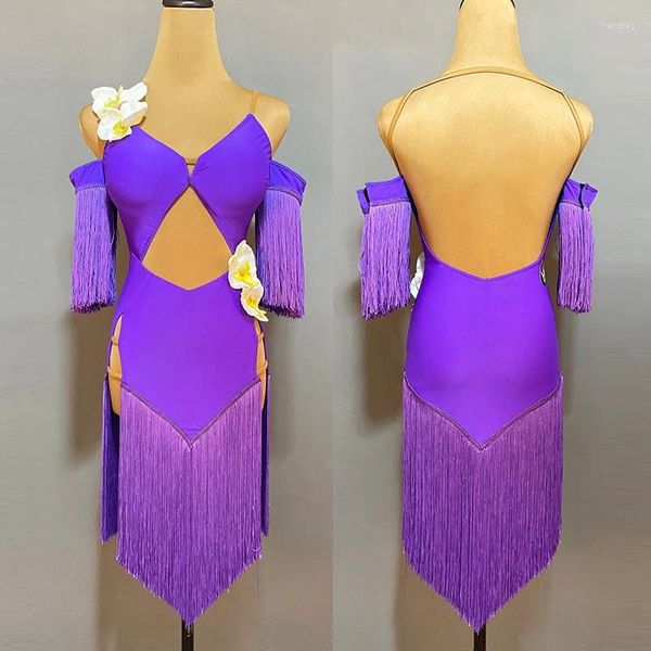 Stage Wear Sexy Latin Dance Competition Robe Adulte Creux Fringe Samba Performance Costume Femmes Dos Nu ChaCha DL10672