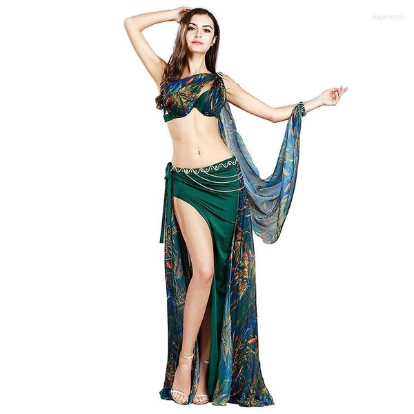 Stage Wear Sexy Luxury Women Bellydance Suit Oriental Show Belly Dance Reggiseno Gonna Cintura Bracciali Set 4 pezzi