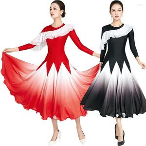 Vêtements de scène Sexy pratique de la danse moderne norme nationale femmes robes de bal haut de gamme à manches longues valse Costume de Performance