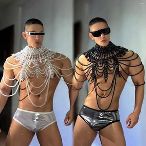 Stage Wear Sexy Pole Dance Costume Discothèque Bar Gogo Dancer Performance Costume Party Rave Outfit Perles Châle Laser Shorts