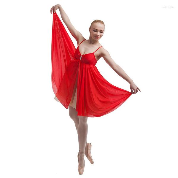 Stage Wear Sexy Rouge Adulte Ballet Robe Lycra Corps W / Deux Couches Jupe En Maille Haute Qualité Dancewear Ballerine Danse Pratique / Formation