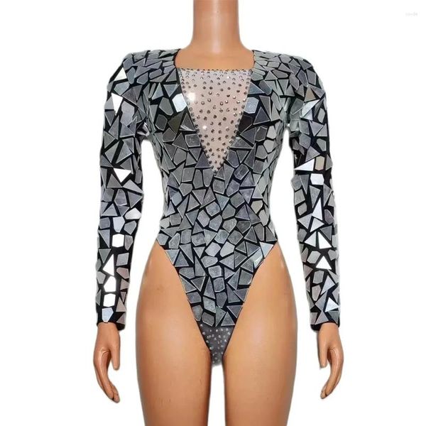 Stage Wear Mirror Shinning Sequined Sexed Mini Emboste de la Fiesta del Club de la noche Celebre Dancer Dancer Night Club