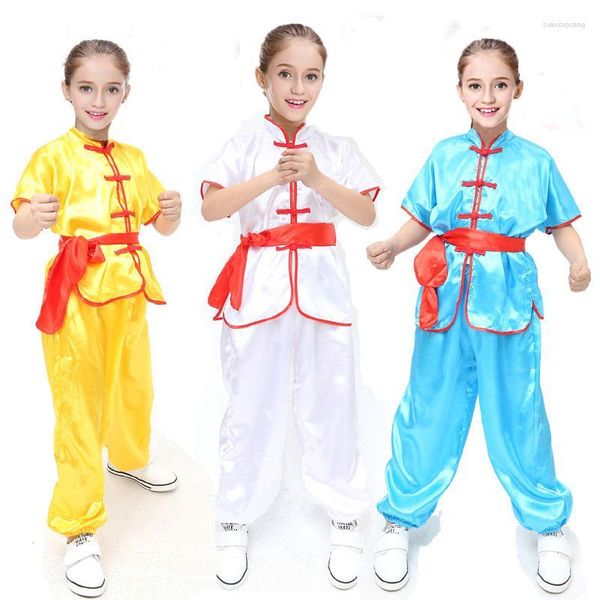 Vêtements de scène à manches courtes Tae Kwon Do pour enfants Wushu Boy, vêtements traditionnels chinois, uniformes de costume Kungfu pour filles
