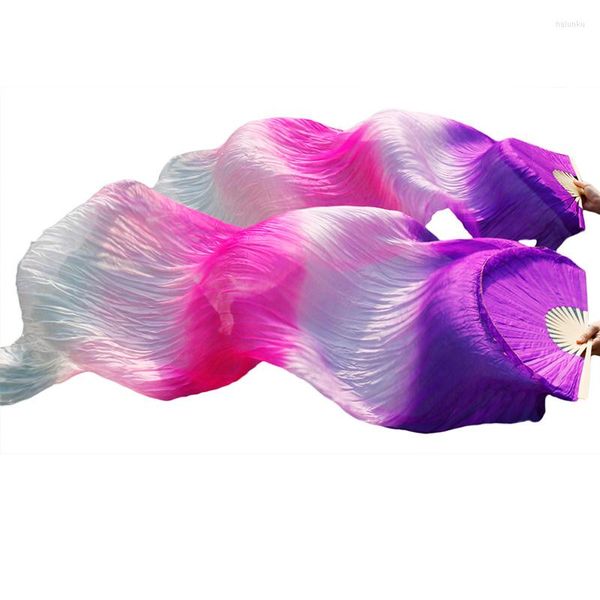Ropa de escenario de seda de alta calidad para fanáticos de la danza china, 1 par de vientre hecho a mano, teñido, púrpura, rosa claro, rosa, blanco, 5 tamaños