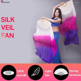 Vêtements de scène Voile de soie Fan Accessoires de danse du ventre Dégradé de couleur Danseur Pratique Réel 150 / 180x90cm de long