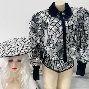 Portez des vêtements de danse Silver Gogo Dance Mirror Face Laser Clubwear Nightclub Bar Festival Festival Party Tenues Performance Costume