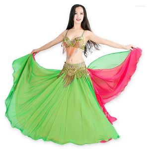 Scène Porter Taille S-XL Performance Femmes Vêtements De Danse Professionnel 3 pcs Tenue Soutien-Gorge Ceinture Jupe Longue Oriental Perlé Costume De Danse Du Ventre