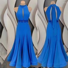 STAGE WARS sans manches coupé bleu robe de danse moderne robes de soirée pratiquer les vêtements pour femmes compétitions latines