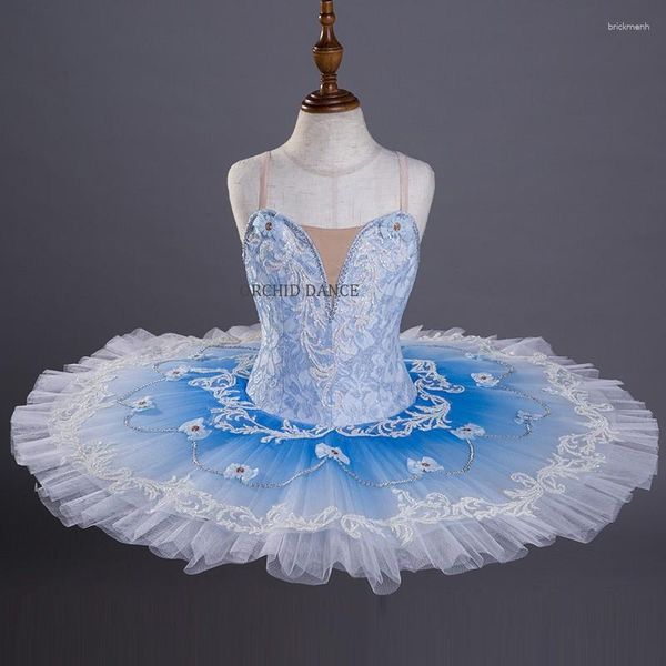 Stage Wear So Beautiful Professionnel Haute Qualité Taille Personnalisée Performance Compétition Bleu Ballet Tutu Pour Les Filles