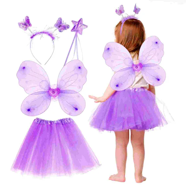 Stage Wear SOIMISS 1 ensemble petite fille robe de fée Costume papillons bandeau aile gaze jupe bâton