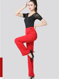 Stage Wear Pantalon de salle de bal de couleur unie femmes 2023 Jazz court patinage artistique Latin taille haute standard élégant pantalon de danse de fête