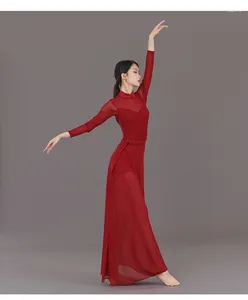 Stadiumkleding Effen kleur Lijndanskleding Chinese Halloween-kostuum Latijnse vrouwen Mesh Patchwork Moderne jurk Overweging Klassieke Cheongsams