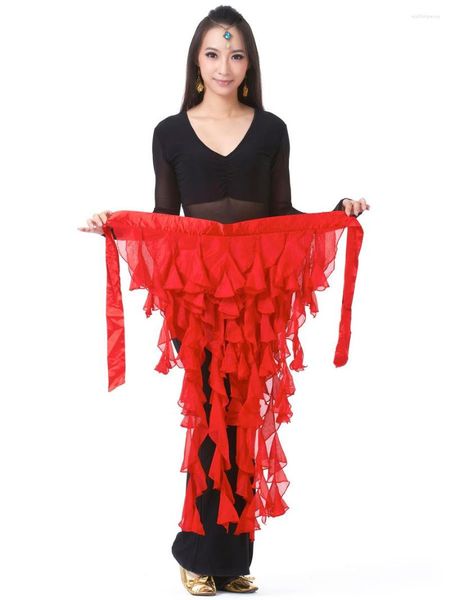 Stage Wear Couleur Solide Oriental Danse Halloween Costume Hip Écharpe Égyptienne Danse Du Ventre Latin Vêtements Irrégulier Femme Jazz Volant