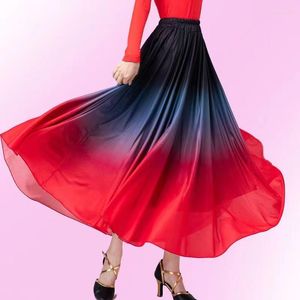 Desgaste de la etapa España Flamenco Dance Performer Gradient Faldas para mujeres Performance Dancing 540 Degree Disfraces Vestido femenino