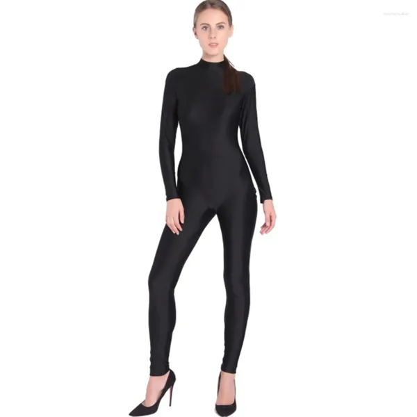 Etapa desgaste spandex unitard manga larga ballet traje de baile halloween cosplay cremallera trasera cuello alto gimnasia catsuit mujeres monos