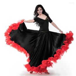 Stage Draag Spaans Bull Fight Festival Performance Dance Flamenco Rok voor vrouwen Hoge kwaliteit Flame Flame Plus Size Ballroom