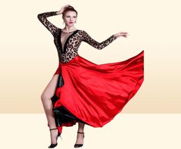 Stage Draag Spaanse dansrok Femal Black Red Latin Jurk Paso Doble Cloak Woman Performance SkirtStage6331854