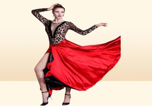 Stage Wear Jupe de danse espagnole Femal Noir Rouge Robe Latine Paso Doble Cape Femme Performance JupeStage3192371