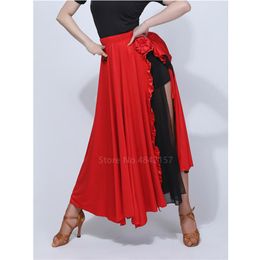 Scène Porter Espagnol Flamenco Split Jupe Femmes Filles Rue Performance Salle De Bal Sexy À Volants Grande Aile Gypsy Danse Rose Robe De Corrida