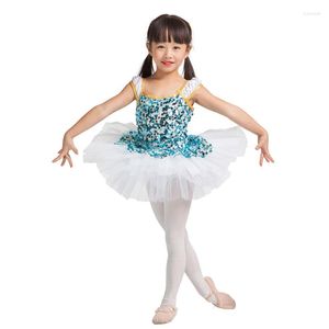 Desgaste de la etapa Sparkle Sequins Child Tutu Dress Niños de alta calidad Ballet / Jazz / Tap Performance Costume Girls Competition Dancewear