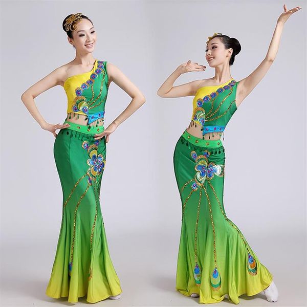 Stage Wear Specials Costumes de danse Dai Peacock Clothing Jupes Fishtail Skirt292k